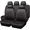Mulcort 9 Pezzi di Sedile in Pelle PU Copertine di Sedili Airbag Compatibile Easy Installazione Easy Fit Fit Ottimo per gli Adattamenti Estivi per L'inverno (Rosso)