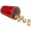 GICO - Bicchieri per dadi in vera pelle standard (9 cm), colore: rosso con 6 cubi- 5903
