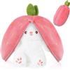 OSDUE Easter Bunny Peluche, Strawberry Coniglio Plush Toys With Soft Double-Sided Ears, Puppet Giocattolo for Children 3-8 Years