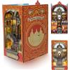 LUNIQUESHOP Book nook, angolo lettura cattedrale fai da te casa delle bambole, casa in miniatura per adulti, puzzle in legno 3D e fermalibri, set creativo per la decorazione della libreria con LED, regalo