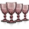 Joeyan Viola Vintage Bicchiere da Vino Vetro Con Sollievo,Colorato Bicchieri da Vino Bianco per Cocktail Cava Acqua,300 ml,Set da 4 Pezzi,Lavabile in Lavastoviglie