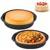 inodiref Set di 2 teglie rotonde da 20 cm, antiaderenti, in acciaio al carbonio resistente, con manico, per forno, torte da cucina, pizza (20 cm, nero)