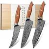 Freelander Set Coltelli Cucina 3 Pezzi Chef Kiritsuke e Disosso Damasco