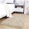 AMEHA Tappeto shaggy super morbido e soffice - Tappeto moderno color crema per soggiorno e camera da letto, antiscivolo, pelo shaggy e non lascia pelucchi, facile da lavare (crema, 50 x 80 cm)