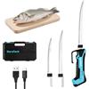 DURATECH 12V Coltello Elettrico da Cucina Senza Fili, Coltello Sfilettare Pesce con Lame da 20cm e 25cm, Batteria Integrata 2000mAh, Type-C, Blocco di Sicurezza,Ideali per Pescatori, Chef