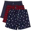 Nautica Boxer da Uomo in Cotone Intrecciato da 3 Pezzi, Pavone/Inverno Plaid-Rosso/Vacanze Barche a Vela-Peacoat, L