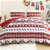 Exclusivo Mezcla Copripiumino Natalizio, Calda e Morbida Trapunta Piumino con 2 Federe, Design Rosso a Strisce con Renne e Fiocchi di Neve, 220x230 CM