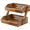 CALM COZY Cesto di Frutta in Legno di Acacia - Cesto per Frutta a 2 Livelli, Fruteros para Cocina, Ciotola per Frutta e Verdura per Il Bancone della Cucina