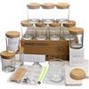 MILIVIXAY - Confezione da 12 barattoli per candele, in vetro trasparente, 295 ml, con coperchio e kit per la creazione di candele, vuoti, contenitori per spezie e polveri