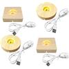 Nizirioo Base di Visualizzazione con Luci LED: 4 Pezzi in Legno, Espositiva Luminosa USB, Supporto da Tavolo Luce Calda per Vetro Acrilico (Rotondo + Quadrato)