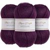 Utopia Crafts Softease - Filato per lavoro a maglia e uncinetto, 3 pezzi, 100 g (prugna vellut