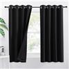 PONY DANCE Tende Termiche Isolanti per Interni Tende Cameretta Bambini Tende con Anelli Tenda Oscurante 100% Tende Corte per Cucina 2 Pezzi 140x145 CM, Nero