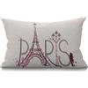 BGBDEIA - Federa per cuscino decorativa Torre Eiffel di Parigi con amore, in cotone e lino, federa rettangolare per divano e letto, 30 x 50 cm, 12X20
