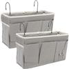 SHMSHNG 2pcs Confezione da Organizer da Appendere per Comodino con 3 Scomparti, Organizer da Appendere, Organizer da Porta, Mensola da Appendere, Borsa da Letto per Scuola, Dormitorio (Grigio)