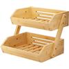 G.a HOMEFAVOR Supporto per Cesto di Frutta in bambù a 2 Livelli, Supporto per Verdure e Pane per ripiano della Cucina, scaffale per Snack in Cucina Domestica e Ufficio, Colore Naturale