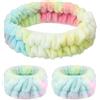 Chuangdi Set di 3 Pezzi Fasce per Lavaggio di Viso Fascia di Testa e Braccialetto da Polso per Spa Trucco Fasce del Sudore per Cura di Pelle Polsino Morbido per Donna Ragazza Bagno Yoga (Colorato)