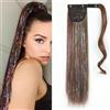 Shangxiu Estensione della coda di cavallo dritta con pennello, 22 pollici marrone clip in estensioni dei capelli naturali morbidi sintetici per donne ragazze (#2/30 miscela nera naturale marrone chiaro)