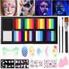 Janolia Body Painting, 34 Colori UV Truccabimbi Kit Anallergici Atossici con 3 Pennelli, Neon Trucca Bimbi Professionali, Trucco Viso Bambini, Face Painting Bambini per Halloween, Carnevale, Pasqua