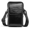 Hengwin Pelle Genuina Custodia, Borsello da Cintura, Messenger Con Clip, Borsa a Tracolla, Tasca Cellulare da Uomo, Passante per Cintura per Esterno Viaggio Casuale Formale (Nero)