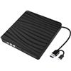 GERUI Unità DVD esterna, USB 3.0 e Type-C, portatile, CD DVD +/-RW, masterizzatore ottico DVD esterno per laptop desktop con Win11/Win10/Win8/Apple MacPro/MacBook/OS