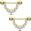 CM Crareesi Mania Piercing per capezzolo a forma di fase lunare, oro e argento, in acciaio inox, 14 G, per donne e uomini, Zirconia cubica