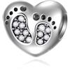 CRISNATA Baby Shower Gifts New Baby Impronta Birthstone Charm, 925 piedi in argento sterling su perle di cuore, si adatta braccialetto europeo di compleanno, regali per mamma/moglie/bambini