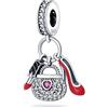 Mon & Sons Catena di sicurezza da viaggio con ciondolo a forma di coccinella, in argento Sterling 925, compatibile con braccialetti Pandora Moments, 4mm Hole, Metallo Argento sterling, Nessuna pietra preziosa