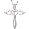 FJ Collana Lettera T Argento 925 Donna Collana con Ciondolo Angelo Custode Collana Iniziale Alfabeto con Zirconia Cubica Gioielli Regalo per Donna