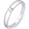 Amberta Fede Nuziale in Argento Sterling 925 con Zircone per Donna | Anello Brillante | Anello Solitario | Fede Argento 925 Donna: Misura 14