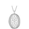 Tuscany Silver Pendente donna in argento sterling placcato rodiato con Art Deco ovale 20 x 31,5 mm Locket su catena Curb da 46 cm/18 pollici