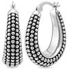 LeCalla 925 Argento Sterling Caviar Orecchini a cerchio medio ovale antico ossidato leggero Click-Top cerchi per le donne - 27MM