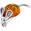 AMBEDORA Spilla da donna in argento sterling lucido, con topo e ambra, color cognac, Argento sterling