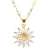 DYFUHO Collana placcata in oro per girasole per donne gioielli in acciaio in acciaio zircone collana di girocollo