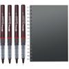 rOtring Tikky Graphic - Penna a punta fine con quattro diversi spessori, inchiostro nero, 4 pezzi + quaderno a spirale A5