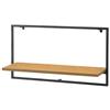 AKTIVE Max Home Scaffale da parete, Portata massima 5 kg, Con ripiano, Effetto rovere, Struttura in metallo nero, Design rettangolare, Per soggiorno, Ingresso, Camera letto, Cucina (18480)
