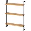 AKTIVE Max Home - Scaffale a muro, 40x12x55 cm, Supporta fino a 6 kg, 3 ripiani, Effetto quercia, Struttura in metallo nero, Decorativo, Per soggiorno, cucina, corridoio, camera da letto (18476)