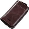 PORRASSO Astuccio Portachiavi Vera Pelle Auto Del Sacchetto Portachiavi Portatile Sacchetto Chiave Key Case con 6 Gancio per Uomo Caffè A