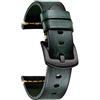 BINLUN Cinturino per orologio da donna e uomo, realizzato a mano, in pelle conciata alle verdure, nero, rosso, marrone, verde, retrò, 18 mm, 20 mm, 22 mm, 24 mm, 26 mm, con fibbia antiruggine, Verde