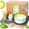KDISHKRA Matcha Kit 8 Pezzi, Verde, Frusta Matcha, Ciotola con Beccuccio