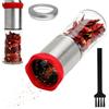 VOSSOT Macina Spezie Inox con 1 Spazzola, 150ml Macinino Manuale in Vetro Trasparente, Macina Peperoncino Regolabile per Sale, Pepe, Semi, Erbe, Trita Spezie, Accessorio Cucina Regalo BBQ