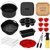 Puosike Stampo in silicone Air Fryer - Accessori Air Fryer per Russell Hobbs 4 l, 4,3 l, 5,5 l, Philips 2000 Series NA220 NA229 4,2 l HD9270 6,2 l, con carta oleata, stampo per torta, spray per olio, griglia