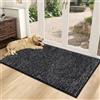 SHACOS Zerbino Ingresso Interno Antiscivolo, Tappeto Ingresso Lavabile In Lavatrice, Tappeto Bagno Interno Microfibra, Tappeto Esterno Rimozione Della Polvere, Nero Grigio, 60 x 90 cm