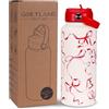 Goetland Fiocchi Bottiglia Termica con Cannuccia 1 Litro Borraccia Termica Bottiglia Acqua Termiche Borracce Termiche Acciaio Inox Metallo Senza BPA Isolamento Rosso