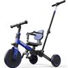 besrey Triciclo per Bambini 4 in 1, Bici senza Pedali per bambine e bambini da 1 a 3 anni, Triciclo con Maniglia di Spinta, Sedile Regolabile, Pedali rimovibili, Blu scuro