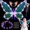 AOOWU Ali da Fata a Forma di Farfalla, 5 Pezzi Ali di Fata Luminose, Ali di Farfalla, Ali di Ragazze, Ali Fata Donna Bambina, per Carnevale Halloween Natale Gioco di Ruolo Festa, Luce Viola