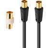 APM 408019 - Cavo Tv maschio/maschio, 9,52 mm, adattatore femmina, 2 m, colore: Nero