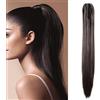 SEGO Extension Coda di Cavallo Clip Capelli Lisci con Pinza Ponytail Extensions Fascia Unica Posticci 53 cm 140g - Marrone Scuro