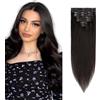 Rich Choices Extension Capelli Veri Clip 25cm Nero 8pz Estensioni a Clip Remy Human Hair Lisci Naturali Umani Posticci Clips in Extensions (50g #1B Nero)
