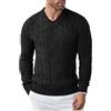 COOFANDY Maglione Uomo Basic Inverno Caldo Scollo a V Classico Slim Fit Smart Maglia Nero S