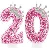Zi Lan Candele per il 20° compleanno per ragazze, corona rosa numero 20 decorazioni per torta per donne, forniture per feste di compleanno, matrimonio, anniversario